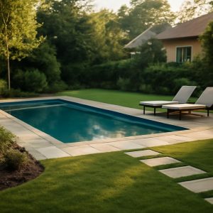 Схема планирования бассейна и зоны отдыха в ландшафте частного дома